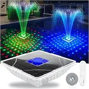 Solar Fountain for Outdoor Use with Underwater Lights, 24 x 24 cm Solar Fountain, 2 Modes Fountain, Pool Floating, Pool Water Fountain with Anchor, Solar Fountain for Pond, Pool, Garden