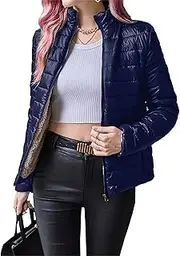 [Generic] Ladies Flannel Quilted coats warm winter lightweight down coat classic Windproof zip up jackets