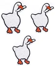 3PS Goose with Knife Embroidered Patches Funny Cute Duck Meme Iron On/Sew On Applique for Jackets, Jeans, Clothes, Backpacks, Bags DIY Applique