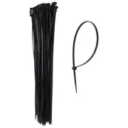 100 x Thin Black Cable Tidy Ties Zip Ties Cord Strap Wrap 200mm x 3mm Q7W21579