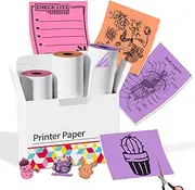 Memoking Colorful Thermal Sticker Paper, for T02 M02 M02Pro M02S M03 M04S M04AS Mini Printer, Purple,Rose-Red,Orange, 50mm x 3.5m/Roll, Diameter 30mm, 3 Rolls, Compatible with Phomemo Paper