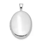 Sterling Silver Rhodium-Plated 20mm Polished Oval Locket
