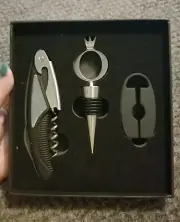 New! 3 Pc. Pandora Wine Gift Set Kit (Cork Screw, Stopper, Foil Cutter)