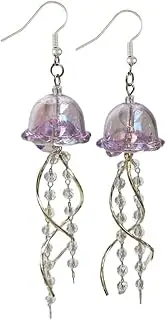 [FANSWAN] Handmade Jellyfish Ear Jewelry Fashionable Jellyfish Earrings Unique Dangle Ear Hooks for Party Gathering