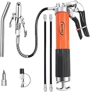 GOCAMEL Grease Gun，Professional 8000 PSI Heavy Duty 14oz/400cc Pistol Grip Grease Gun kit Include 1 Quick Release Coupler,1 Lock Coupler,1 Spring Flex Hose,2 Hose,1 Sharp Nozzle,1 Rigid Pipe