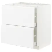 METOD / MAXIMERA base cab f hob/2 fronts/2 drawers, white/Voxtorp matt white, 80x60x80 cm
