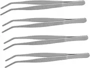 SUPVOX 4Pcs Stainless Steel Curved Tweezers Precision Craft Tool for Bead Succulent Garden Moss and Terrarium DIY Projects Durable Fine Tip Design for Accurate Needlework