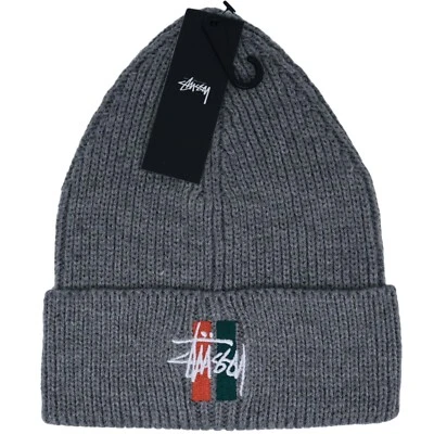 Stussy Bars Logo Cuff Beanie Grey