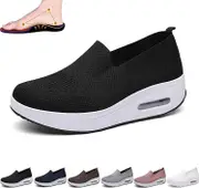 Women's Orthopedic Sneakers, Mesh Up Stretch Platform Sneakers, Comfortable Casual Fashion Sneaker Walking Shoes (black,7.5) Grey EUR44