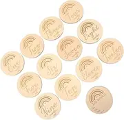 SUPVOX Wooden Milestone Cards 13pcs Photo Props Birth Announcement Monthly Milestone Decorations Neutral Coloring Wooden Decor