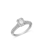 Bloomingdale's Fine Collection Diamond Emerald Cut Halo Ring in 14K White Gold, 1 ct. t. w.