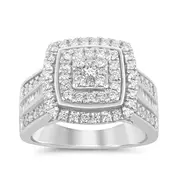 Dress Ring with 1.00ct of Laboratory Grown Diamonds in Sterling Silver and Platinum