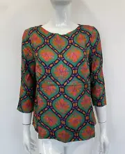 Boden Women's Top Size 6 & 22 Aztec Multicoloured Pattern 3/4 Sleeves RVB001 CP