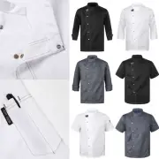 Men Women Chef Coats Moisture-wicking Uniform Cake Jacket Work Tops Solid Color