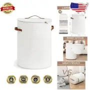 Durable Cotton Rope Laundry Bin with Tidy Lid - Ideal for Kids and Living Rooms