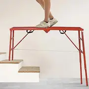 [LEADALLWAY] Scaffolding Platform 70(L) x15(W) x33(H) 770 Lbs Capacity Portable Adjustable Work Platform Scaffolding Ladder,Red