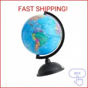 Juvale Rotating World Globe for Kids Learning - 8-Inch Spinning Earth Globe with