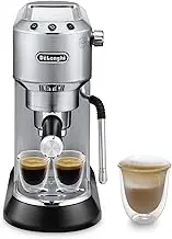De'Longhi Dedica Arte, Traditional Barista Pump Espresso Machine, Manual Coffee Machine, Compact Design 15 cm wide, Fits Coffee Mug, Metal, EC885.M