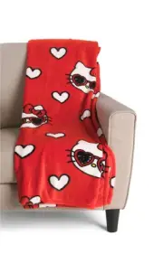 Sanrio- Hello Kitty Valentine's Themed Cozy Throw Blanket