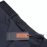 Zanella NWT Stretch Dress Pants Size 34 US Curtis In Subtle Blue Plaid 100% Wool