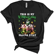 [Generic] This is My St. Patrick's Day Pajama Shirt, Lovely Gnome Riding Pig, Gnomies Shamrocks Unisex T-Shirt