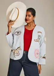 [Virtuelle] Taking Shape Cotton Western Icon Jacket Size 14 in Pale Blue - Plus Size Women's Clothing Pale Blue