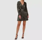 $221 Aidan by Aidan Mattox Womens Black V-Neck Waist Band A-Line Dress Size US 6