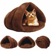 Pet Tent Cave Bed for Small Medium Puppies Kitty Dogs Cats Pets Sleeping Bag Thick Fleece Warm Soft Dog Bed(Coffe-L)