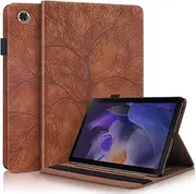 for Samsung Tab A8 2021 Case Embossed Tree PU Leather Case Wallet Flip Cover Stand Function Tablet Case for Samsung Galaxy Tab A8 10.5 Inch 2021 SM-X200 / SM-X205 - Brown