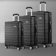 Mazam 3PCS Luggage Suitcase Trolley Set Travel TSA Lock Storage Hard Case Black