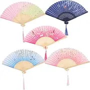 5pcs Folding Fan Bridal Hand Fan Paper Fans Wedding Decor Handheld Fan For Women Gifts Bride Gift Retro Decor Hand Held Fan Retro Fan Vintage Fan Japan Miss Wood Pocket/579