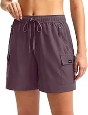 [SANTINY] Women's Hiking Cargo Shorts Quick Dry Lightweight Summer Shorts for Women Travel Athletic Golf with Zipper Pockets