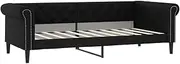 Day Bed Single Size 2-in-1 Single Sleeper Sofa Couch Black Faux Leather vidaXL
