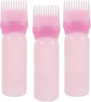 VICASKY 3pcs Medicine Bottle Root Dispensing Dispenser Bottle Glitter Applicator Bottle Hair Dye Brush Scalp Applicator Refillable Perfume Bottle Dropper Hair Coloring Bottle Plastic Pink