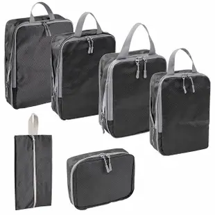 【Flymate】壓縮旅行收納袋六件組 (衣物/鞋袋/盥洗包/化妝包/行李箱/壓縮袋)