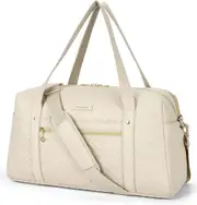 Travel Duffle Bag, BAGSMART Large Weekender Overnight Bag for Women Large Carry On Bag with Laptop Compartment, Shoes Bag (Black), Beige, Medium, Travel Duffle Bag