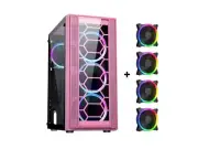 DIYPC Rainbow Flash F4 Pink ATX Mid Tower Computer PC Case w/ 4x120mm LED Fans