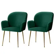 Set of 2 Deluxe Velvet Dining Chairs - Green