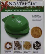 Nostalgia My Mini Reindeer Waffle Maker, Green