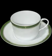 LIMOGES RAYNAUD DIPLOMATE GREEN CUP & SAUCER Set NWT