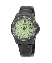 Citizen Stainless Steel Green Luminous Dial Automatic NJ0177-84X 100M Mens Watch