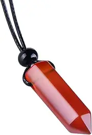Magic Human Gemstone Point Necklace - Crystals and Healing Stones - Authentic Gemstone Point Wand Pendant - Hexagonal Gemstone Pendulum