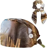[YTYVAGT] Scrub Caps Women,Scrub Hats Suitable for Women,Animal Three Brown Meerkats