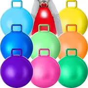 Meooeck 9 Pcs Hopper Ball 31 Inch Jumping Hopping Outdoor Bouncy Ball with Handles and Air Pump for Sports Exercise(Multicolor)