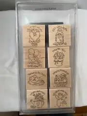 Stampin' Up Rubber Ink Stamp Set Nice 'N Easy Notes 8 Count Vintage 1996