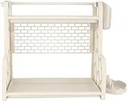 Multifunctional Kitchen Storage Rack Organizer Shelf With Removable Hooks And Cutting Board Rack For Kitchen Countertop Bathroom Dining Room PP Plastic 41x26x38.3cm (Beige)