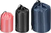 uxcell Stuff Sack 4x8/5x10/7x13, 3 Pcs Waterproof Outdoor Storage Sack Portable Drawstring Dust Flap Bag Sleeping Bag for Camping Hiking Backpacking, Pink/Black/Blue