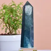 2.27LB Natural moss agate obelisk tower quartz crystal healing