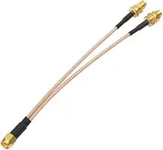 SUPERBAT SMA Splitter Cable SMA Male to Dual SMA Female Cable SMA Adapter V Type 50ohm 15cm(6 inches) WiFi Antenna Adapter Connector