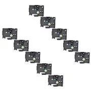 10PK Compatible with Brother P-Touch TZ-335 White on Black 0.47" Label Tape 12mm